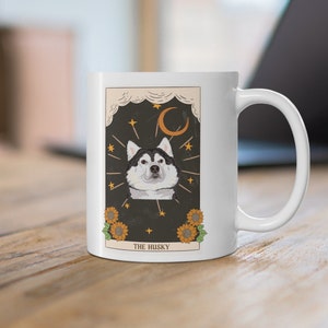 Husky tarot card mug, husky mug, Husky gifts, Siberian Husky, Husky mom gift, Husky Lover Coffee Cup, Dog tarot card mug, Husky owner gift image 5