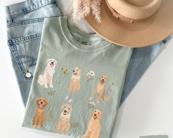 Golden retriever cottagecore-t-shirt, Golden retriever-t-shirt, Golden Retriever-cadeaus, Golden Retriever, Golden Retriever-moeder, Hondenmoeder T-shirt