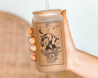 Vizsla tarot frosted glass tumbler, Vizsla, Vizsla gifts, Vizsla mom, Vizsla tumbler, Vizsla dog, Vizsla lover, Vizsla mug