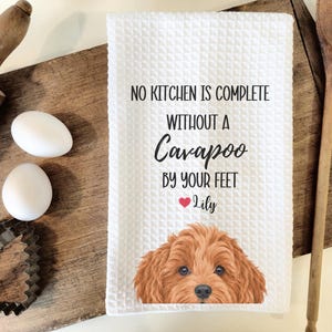Custom Cavapoo Kitchen Towel, Cavapoo gift, custom kitchen dog towel, Cavapoo gift for dog owner, Cavapoo mom, Cavapoo lover, Cavapoo decor