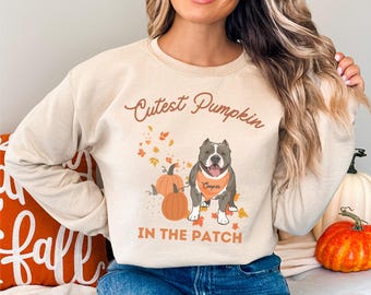 Sudadera personalizada con diseño de calabaza para mamá de perro Bully, sudadera con diseño de calabaza para perro, regalo para dueño de perro Bully, American Bully, otoño