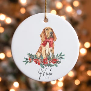 Custom Bloodhound dog Christmas Ornament, Bloodhound Gift, Bloodhound Ornament, Personalized Dog Ornament, Dog name ornament 2024,Bloodhound