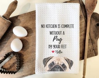 Custom Pug Dog Kitchen Towel, Pug Dog gift, custom kitchen towel, Pug, Pug mom, Custom dog towel, Pug lover, Pug owner, Pug gift,