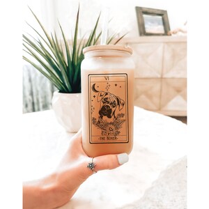 Boxer dog tarot frosted glass tumbler, Boxer gifts, Boxer mom, Boxer dog, Boxer lover, dog mom tumbler, boxer tumbler, iced coffee cup image 4
