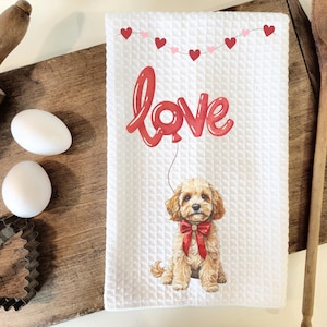 Cockapoo Valentines day kitchen towel, Valentines day gift for her,  Cockapoo dog towel, Cockapoo Valentine, Cockapoo owner gift, Cockapoo
