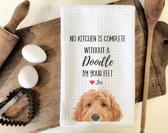 Custom Goldendoodle Kitchen Towel, Goldendoodle gift, custom kitchen towel, dog kitchen towel, Doodle dog, Golden doodle mom, Golden doodle