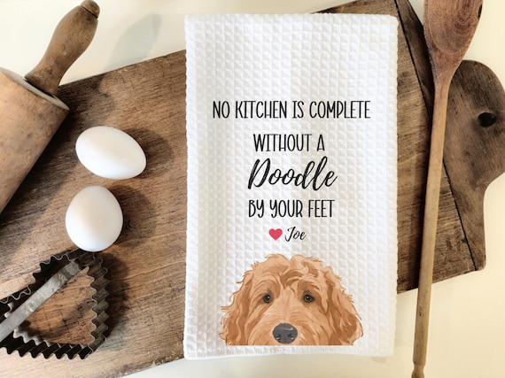 Custom Goldendoodle Kitchen Towel, Goldendoodle gift, custom kitchen towel, dog kitchen towel, Doodle dog, Golden doodle mom, Golden doodle