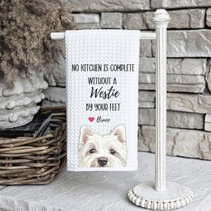 Custom West Highland terrier Kitchen Towel, Westie dog gift, custom kitchen towel, Westie dog mom, Custom dog towel, West highland terrier