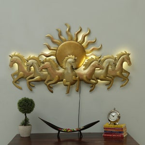 Rise Sign Running Horse Metal Wall Art, 7 Horse Wall Decor, Horses for home decor, Wall hangings, Traditional wall decor, Living room decor