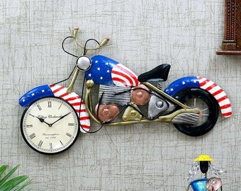 HARKEY Bike with Clock Wall decor | Wall Clocks | Wall Hangings | Meta Wall Décor | Home decor, Metal Wall Art, Wall Watch, Best for Gifting