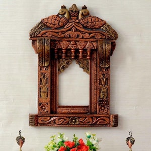 Traditional Indian Jharokha Mirror Frame Mirror Wall Decore Wall Hangings Wooden Photo Frame Home Decor Furniture image 1