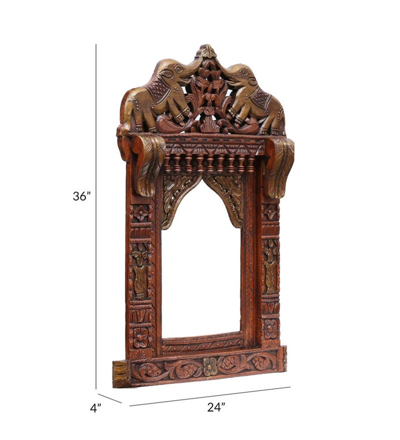 Traditional Indian Jharokha Mirror Frame Mirror Wall Decore Wall Hangings Wooden Photo Frame Home Decor Furniture 36x24 Inch Jharokha