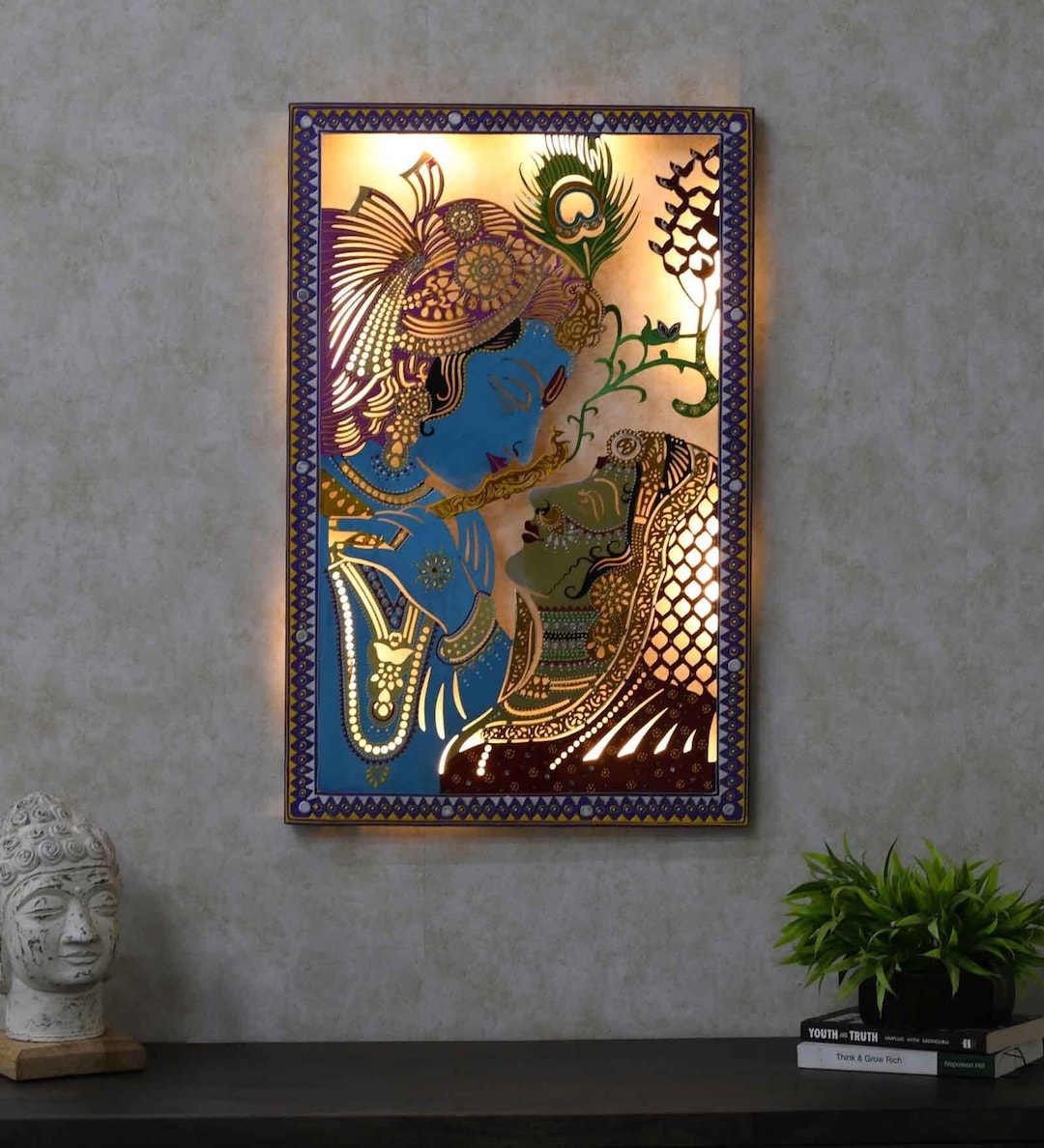 Hand Painted Radhakrishna Wall Decor Radha Krishna Wall Art Wall
