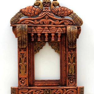 Traditional Indian Jharokha Mirror Frame Mirror Wall Decore Wall Hangings Wooden Photo Frame Home Decor Furniture image 3