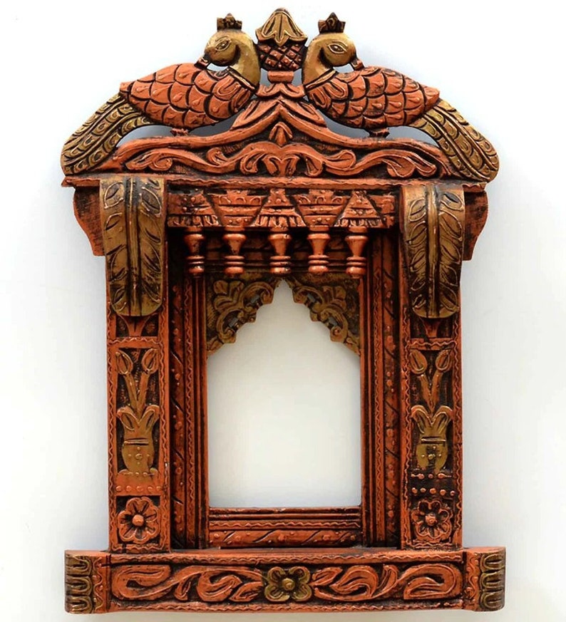 Traditional Indian Jharokha Mirror Frame Mirror Wall Decore Wall Hangings Wooden Photo Frame Home Decor Furniture image 3