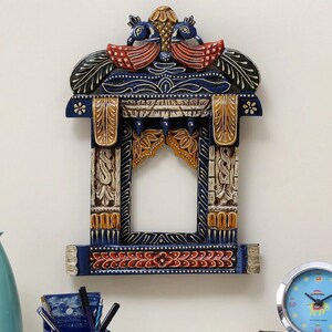 Traditional Indian Jharokha Mirror Frame Mirror Wall Decore Wall Hangings Wooden Photo Frame Home Decor Furniture image 8