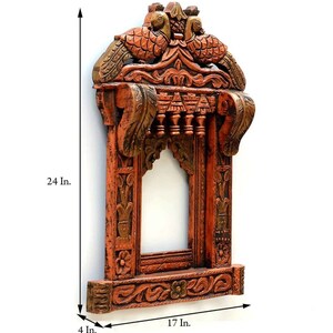 Traditional Indian Jharokha Mirror Frame Mirror Wall Decore Wall Hangings Wooden Photo Frame Home Decor Furniture 24x17 Inch Jharokha