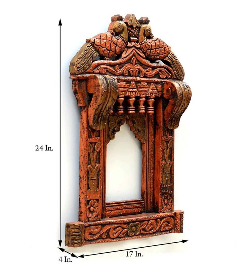 Traditional Indian Jharokha Mirror Frame Mirror Wall Decore Wall Hangings Wooden Photo Frame Home Decor Furniture 24x17 Inch Jharokha