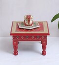 Beautiful Multicolor Wooden Hand Carved Painted Chowki | Small Table, Children Table, Indian Table for Puja, Table for temple, Home Temple