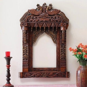 Medieval Arts | Wooden Handpainted frame Jharokha| Traditional Decorative Wall Hanging Showpiece Decor | Wooden Frame| Home Decor|