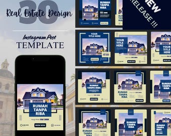 30 Instagram Vorlagen, Realtor Vorlage, Social Media, Feed Vorlage, Makler, Makler