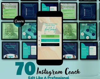 70 Instagram-Vorlage Coach | Coaching Plan Vorlage | Business Coach | Fragebogentabelle | Life Coaching Vorlage | Coaching-Vereinbarung
