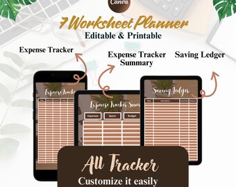 Budget Planer, braun Design, Expense Tracker, Budget Tracker, Tracker Tabelle, Bill Tracker, Sinkende Gelder, Studentenbudget, Unternehmer
