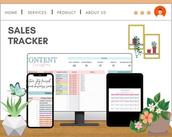 Sales Tab Tracker, Google Sheet, bearbeitbar, Online-Tracking, druckbar, digitales PDF, 30 Inhaltsführer