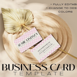 Retro Business Card Template, Printable Checkered Business Card Design, Editable Canva Template, Instant Download, Business Card Template
