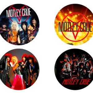 MOTLEY CRUE Button Badges x 4 (5.8cm)