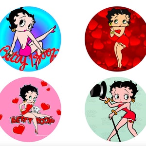 BETTY BOOP Button Badges x 4 (5.8cm)