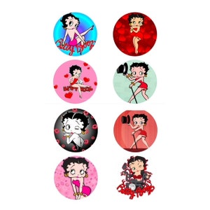 BETTY BOOP Button Badges x 8 (5.8cm)