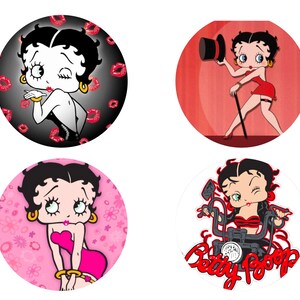 BETTY BOOP Button Badges x 4 (5.8cm)