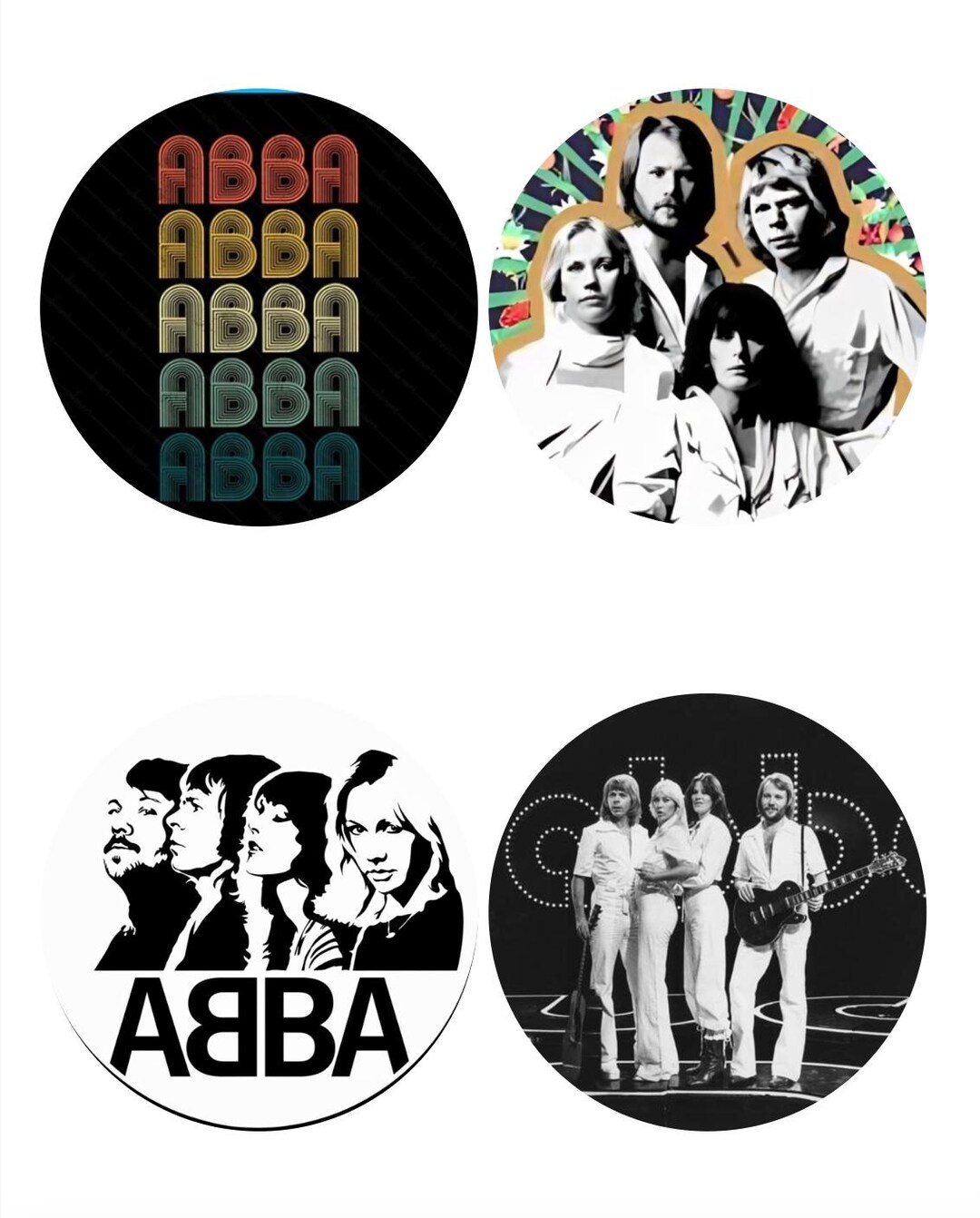 ABBA Button Pin Badges X 4 (5.8cm) - Etsy Australia