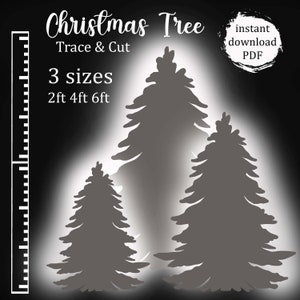 Christmas Tree Trace to Cut Template, Printable Trace and Cut Christmas Silhouette Decor, Home Decor, Christmas Home Decor, Christmas Tree