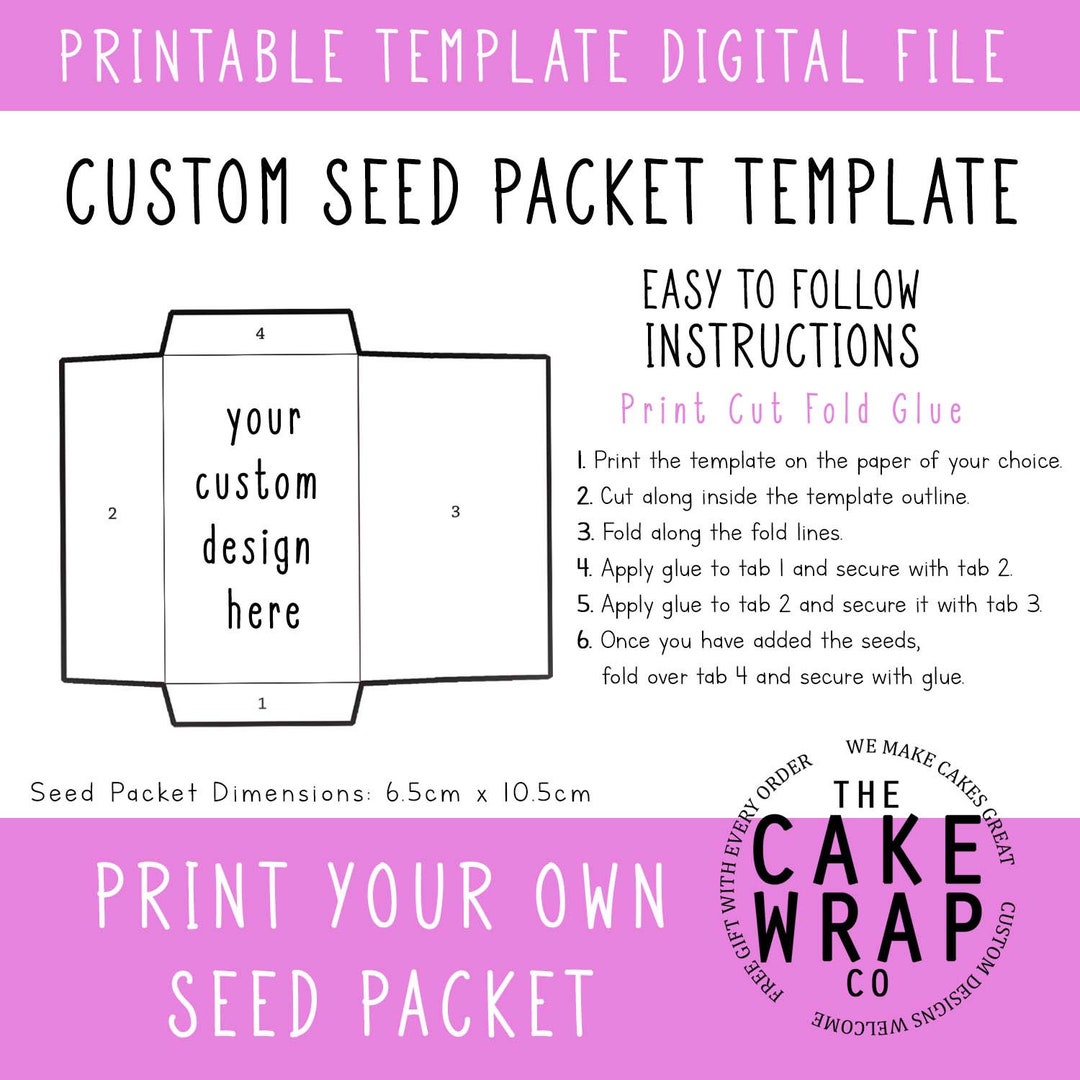 Custom Printable Seed Packets, Seed Packets, Seed Packet Favours, Make ...