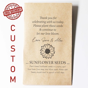 Pacchetti di semi di girasole, Pacchetti di semi di nozze, Pacchetti di semi personalizzati, Pacchetti ecologici, Favore di ringraziamento, Favori convenienti, Regalo, Favore unico