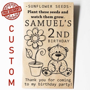Sunflower Seed Packets, Custom Seed Packets, Birthday Seed Packets, Cute Thank You Favor, Affordable Favor, Unique Favor, Sunflower Seeds