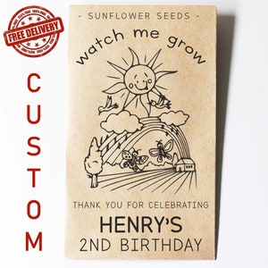 Pacchetti di semi di girasole, pacchetti di semi personalizzati, pacchetti di semi di compleanno, carino grazie favore, favori a prezzi accessibili, regalo, favore unico