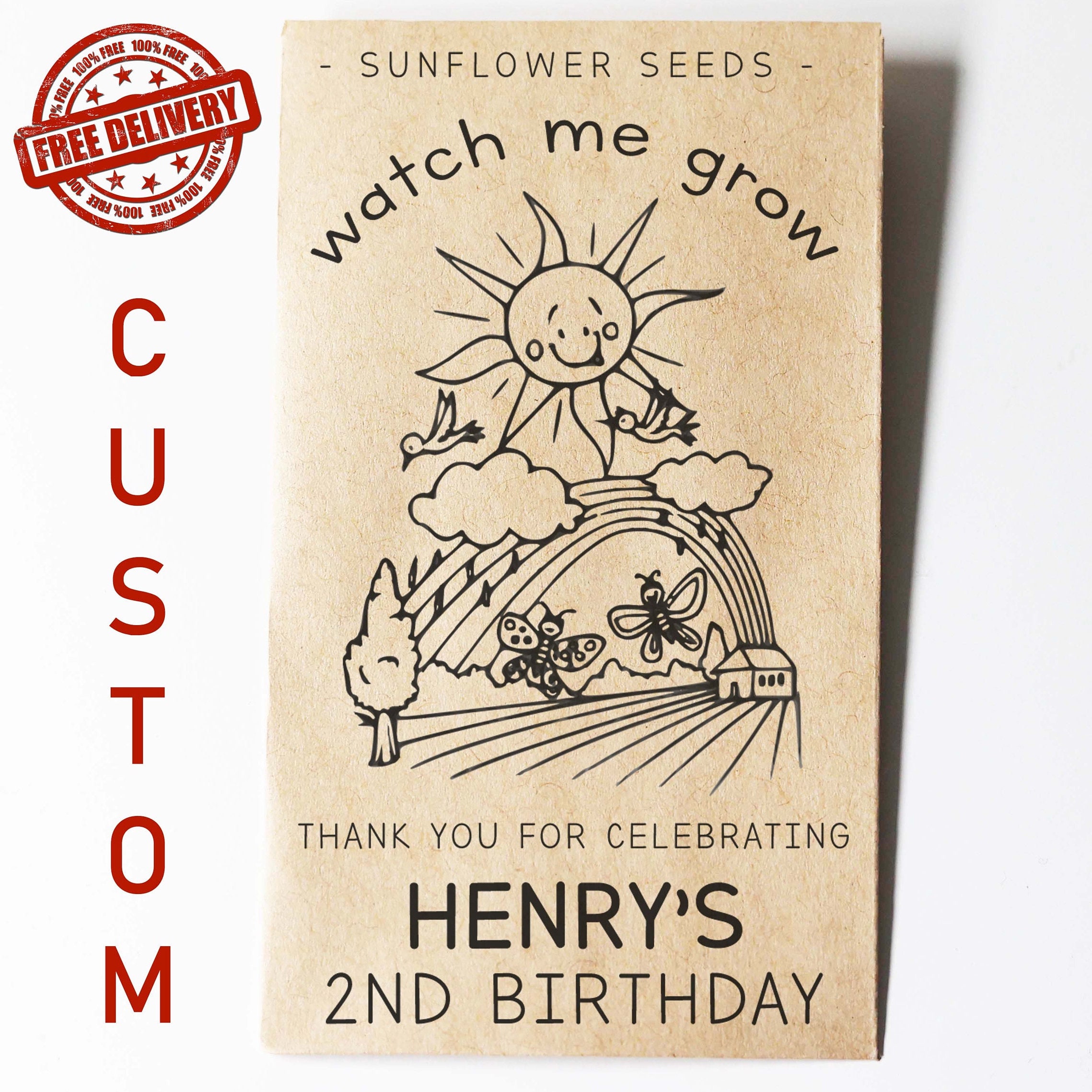 Sunflower Seed Packets, Custom Seed Packets, Birthday Seed Packets, Cute Thank You Favor, Affordable Favors, Gift, Unique Favor