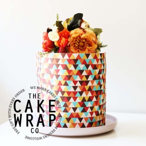 CAKE WRAP, Edible Icing, Cake Wrap, Icing Sheet, Icing Sheet for Cake, Cake, Cake Decorating, Geometric Cake Wrap