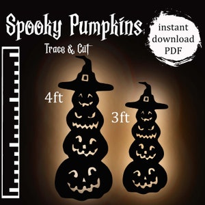 Trace to Cut Template, Spooky Pumpkins, Printable Trace and Cut Halloween Silhouette Decor, Home Decore, Halloween Home Decor