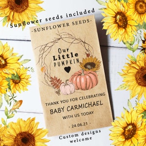 Bomboniera per baby shower, I miei piccoli pacchetti di semi di zucca, Pacchetti di semi personalizzati, Bomboniera per doccia carina, Bomboniere convenienti, Regalo, Bomboniera unica, Girasoli