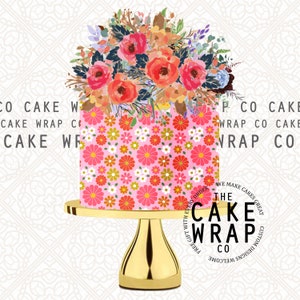 CAKE WRAP, Edible Icing, Cake Wrap, Icing Sheet, Icing Sheet for Cake, Cake, Cake Decorating, Daisy Cake Wrap