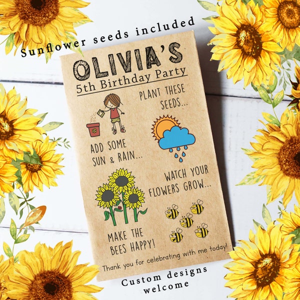 Birthday party seed packets, Seed Packets, Custom Seed Packets, Birthday Favor, Nurse Gift, Teacher Gift, Unique Favor, Party Favour,