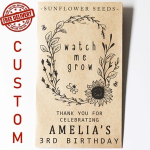 Sunflower Seed Packets, Custom Seed Packets, Birthday Seed Packets, Cute Thank You Favor, Affordable Favors, Gift, Unique Favor