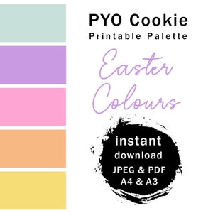 Palette di biscotti PYO, file digitale di palette di biscotti, download istantaneo di palette di biscotti, dipingi i tuoi biscotti, palette di colori per biscotti stampabili