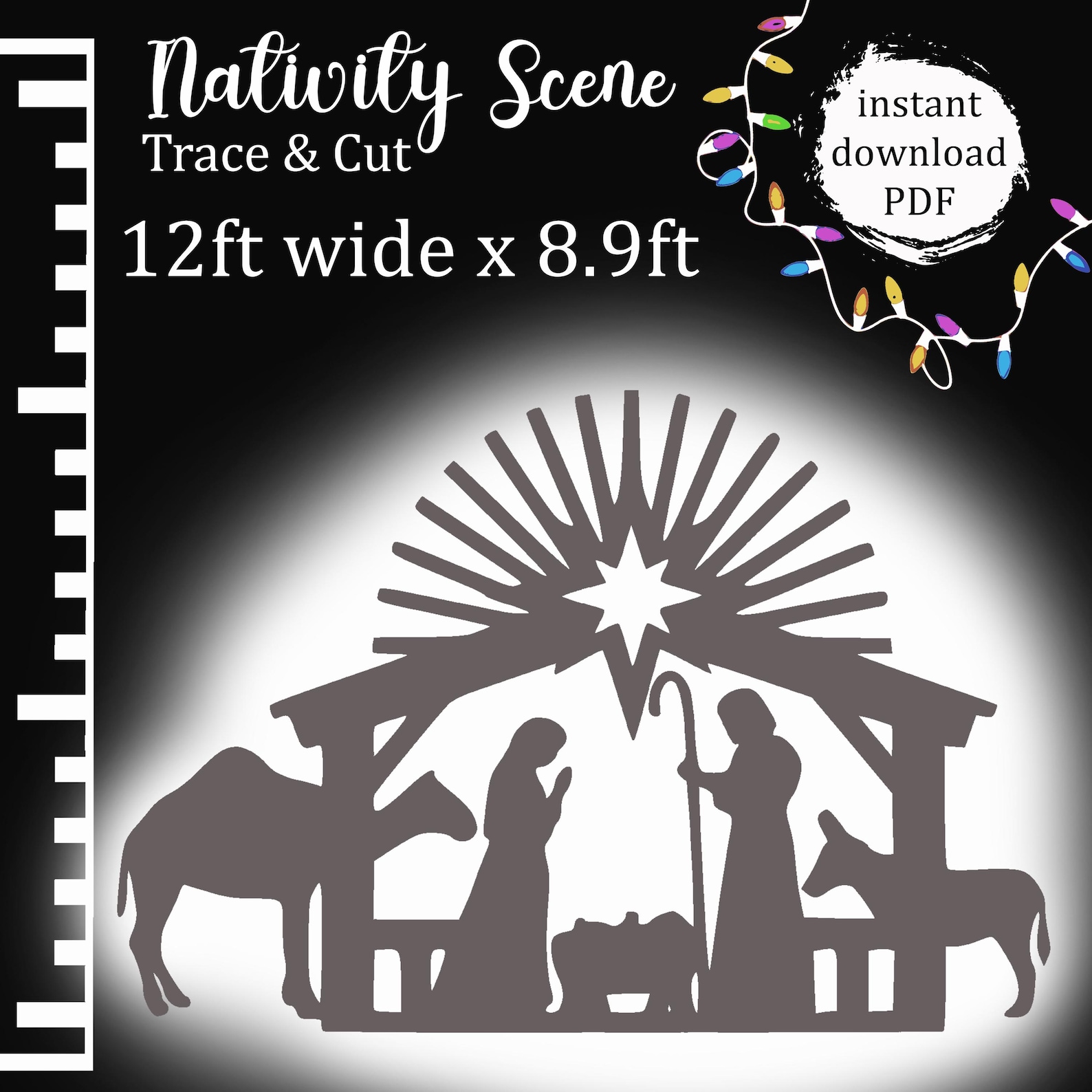 Nativity Scene Trace and Cut Template: Christmas Silhouette Decor (PDF ...