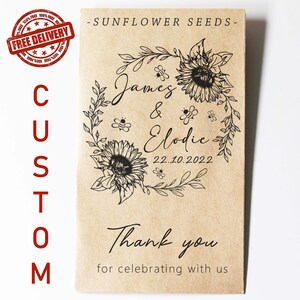 Bomboniera per matrimonio, bustine di semi di girasole, bustine di semi personalizzate, bomboniera di ringraziamento carina, bomboniere economiche, regalo, bomboniera unica, regalo di semi di girasole