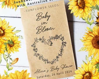 BABY SHOWER FAVOUR, Baby Shower Seed Packets, Custom Seed Packets, Cute Shower Favor, Affordable Favors, Gift, Unique Favor, Sunflower Seeds